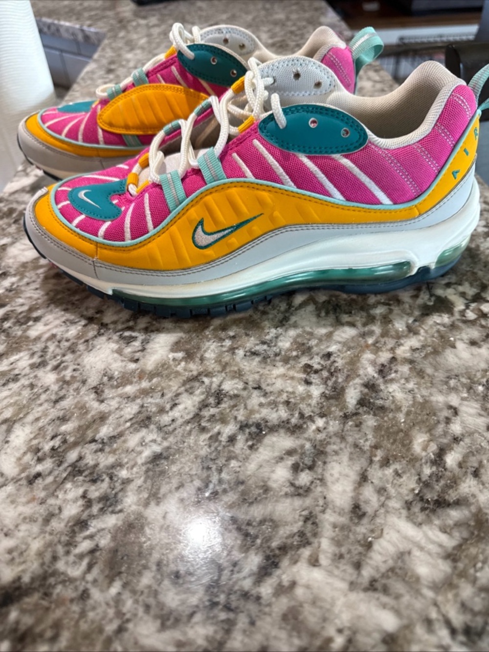 Nike womens Size 8.5 Pink, Yellow & Teal Athletic Sneakers - Picture 2 of 8